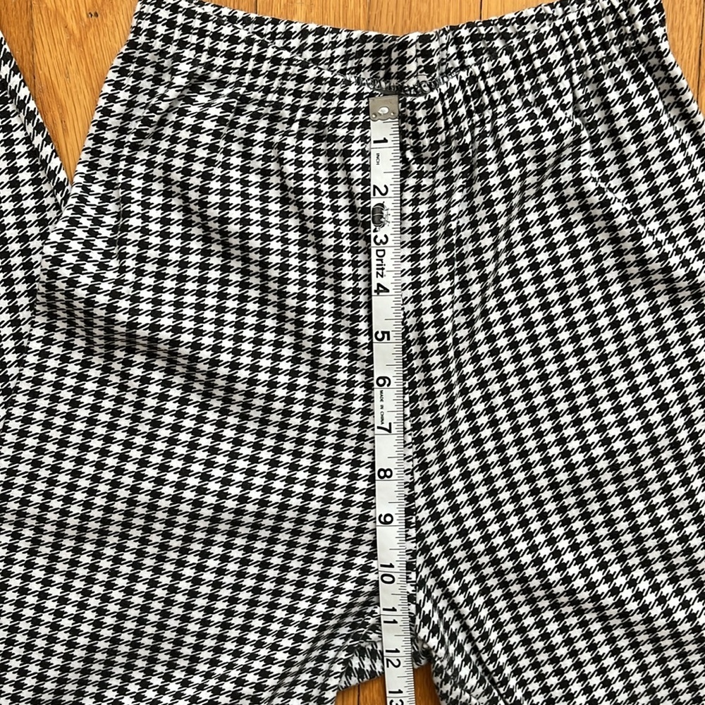 80s Vintage Stirrup Leggings Black & White Checker Herringbone Cotton Blend - Picture 6 of 11